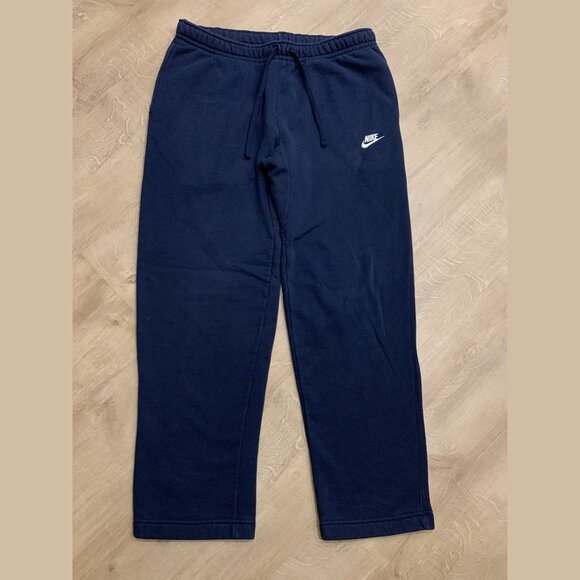 Nike Club Fleece Open Hem Pants Men's Large L Sweatpants Navy Blue 804395-451 - Picture 1 of 6